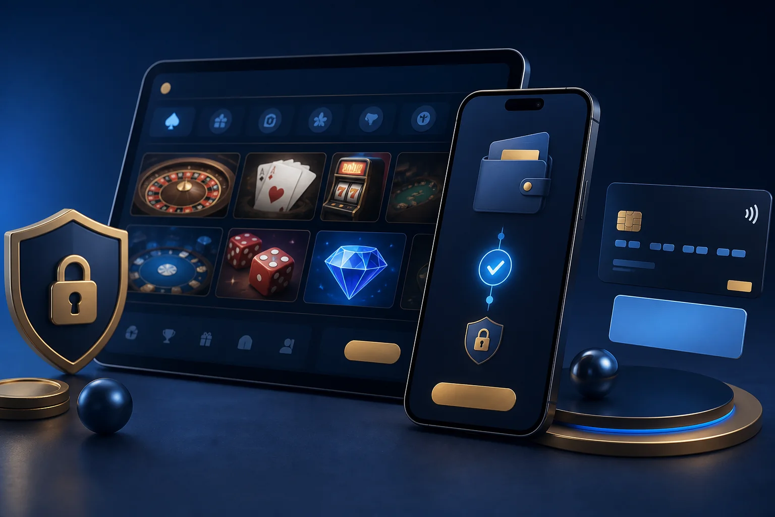 Mobilgeräte mit sicherer Wallet- und Casino-Oberfläche